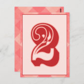 Roze speldenaantal "2" Typografische banner Kaart (Voorkant / Achterkant)