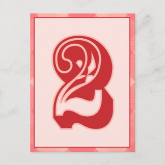 Roze speldenaantal "2" Typografische banner Kaart