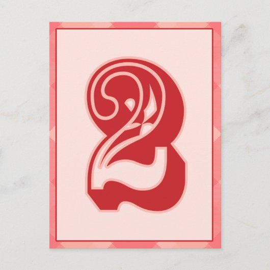 Roze speldenaantal "2" Typografische banner Kaart (Voorkant)