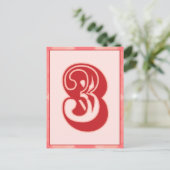 Roze speldenaantal "3" Typografische banner Kaart (Staand voorkant)