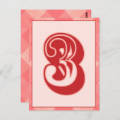 Roze speldenaantal "3" Typografische banner Kaart (Voorkant / Achterkant)