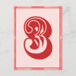 Roze speldenaantal "3" Typografische banner Kaart
