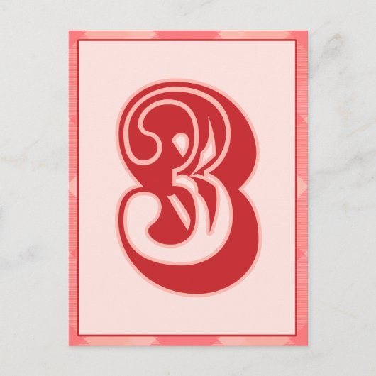 Roze speldenaantal "3" Typografische banner Kaart (Voorkant)