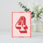 Roze speldenaantal "4" Typografische banner Kaart (Staand voorkant)