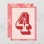 Roze speldenaantal "4" Typografische banner Kaart (Voorkant / Achterkant)