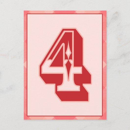 Roze speldenaantal "4" Typografische banner Kaart (Voorkant)