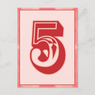 Roze speldenaantal "5" Typografische banner Kaart