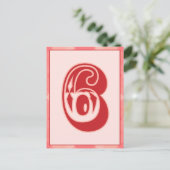 Roze speldenaantal "6" Typografische banner Kaart (Staand voorkant)