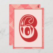 Roze speldenaantal "6" Typografische banner Kaart (Voorkant / Achterkant)