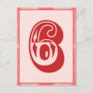 Roze speldenaantal "6" Typografische banner Kaart