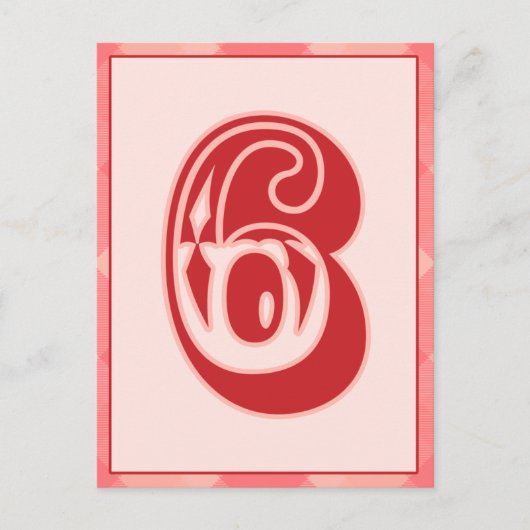 Roze speldenaantal "6" Typografische banner Kaart (Voorkant)
