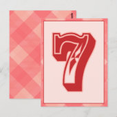 Roze speldenaantal "7" Typografische banner Kaart (Voorkant / Achterkant)
