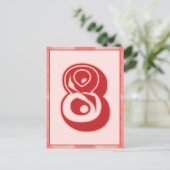 Roze speldenaantal "8" Typografie Banner Kaart (Staand voorkant)