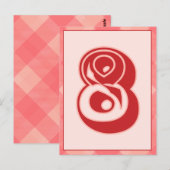 Roze speldenaantal "8" Typografie Banner Kaart (Voorkant / Achterkant)