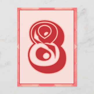 Roze speldenaantal "8" Typografie Banner Kaart