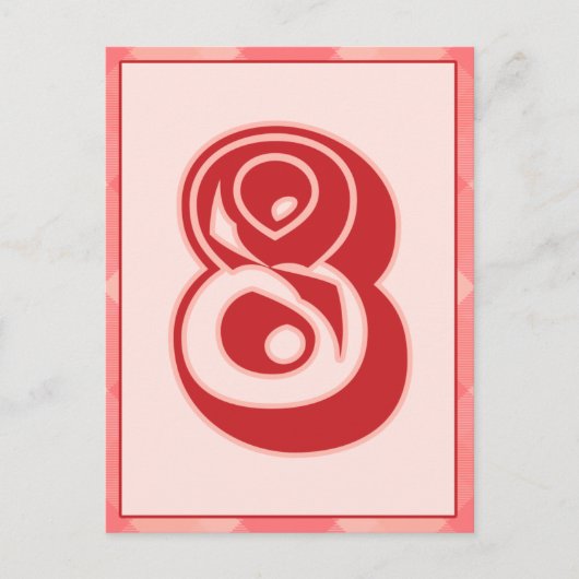 Roze speldenaantal "8" Typografie Banner Kaart (Voorkant)