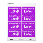 Roze speldenband "Dit boek behoort tot" Etiket (Full Sheet)