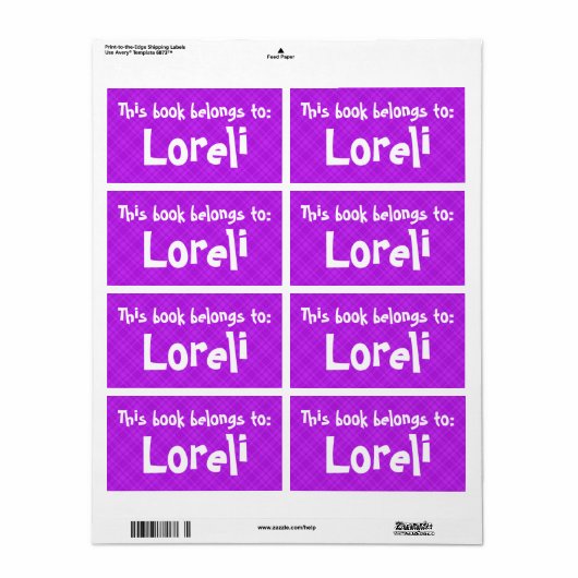 Roze speldenband "Dit boek behoort tot" Etiket (Full Sheet)