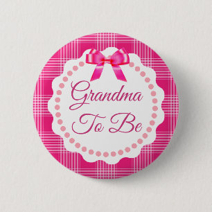 Roze speldenband en Bow Grandma om Button te worde
