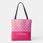 Roze speldenband en Canvas tas van strips (Achterkant)