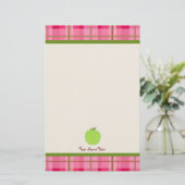 Roze speldenband en Groene Apple, speciaal aangest Briefpapier (Staand voorkant)