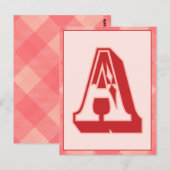 Roze speldenbrief "A" Typografische banner Kaart (Voorkant / Achterkant)