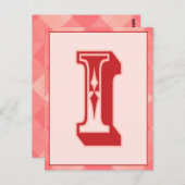 Roze speldenbrief "I" Typografie banner Kaart (Voorkant / Achterkant)