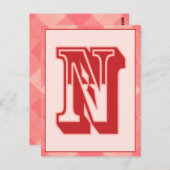 Roze speldenbrief "N" Typografische banner Kaart (Voorkant / Achterkant)