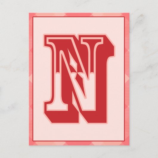 Roze speldenbrief "N" Typografische banner Kaart (Voorkant)