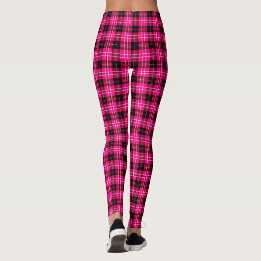 Roze speldenLeggings Tartan Speld Druk Leggings af (Achterkant)