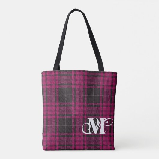 Roze speldenmonogram Canvas tas (Achterkant)