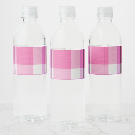 Roze speldenpatronen Afdrukken Tartan Gingham Waterfles Etiket (Flessen)