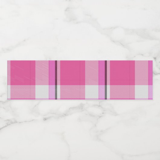 Roze speldenpatronen Afdrukken Tartan Gingham Waterfles Etiket (Enkel label)
