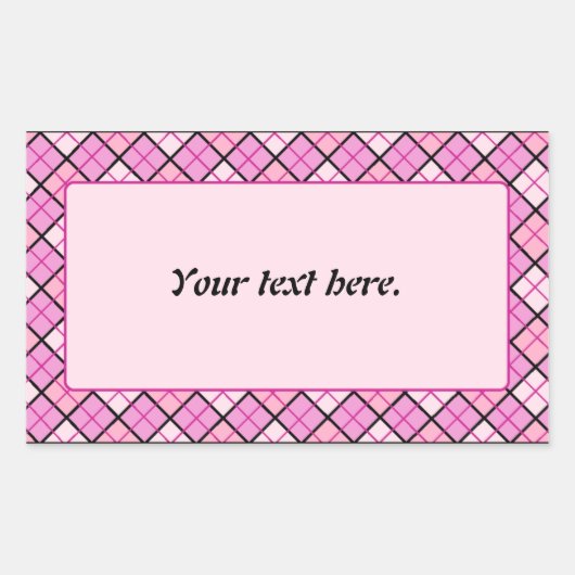 Roze speldenroze rechthoekige sticker (Voorkant)