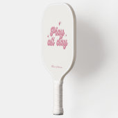 Roze Spelen De hele Dag Retro Gepersonaliseerde Na Pickleball Paddle (Links)
