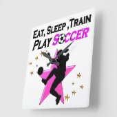 ROZE SPELEN VOETBAL ONTWERP VIERKANTE KLOK (Hoek)