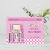 Roze Speler Arcade Dansmachine baby shower Kaart (Staand voorkant)