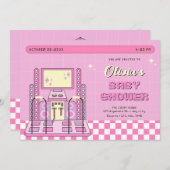 Roze Speler Arcade Dansmachine baby shower Kaart (Voorkant / Achterkant)