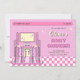 Roze Speler Arcade Dansmachine baby shower Kaart