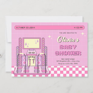 Roze Speler Arcade Dansmachine baby shower Kaart