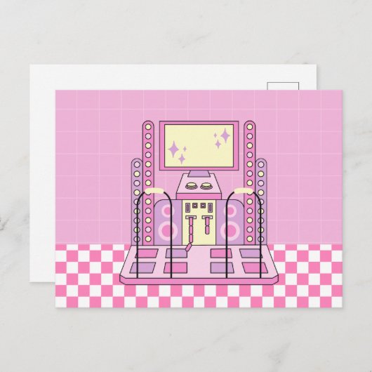 Roze Speler Arcade Dansmachine Briefkaart (Voorkant / Achterkant)