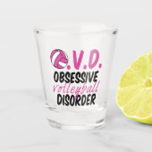 Roze speler bij passief volleybalstoornis shot glas (Voorkant)