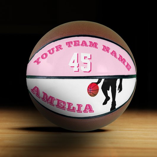 Roze speler Team Name Number Girl Basketbal