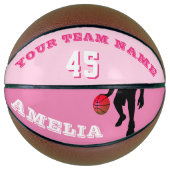 Roze speler Team Name Number Girl Basketbal (Voorkant)