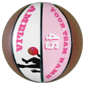 Roze Speler Teamnaam Nummer Meisje Basketbal (Verticaal)