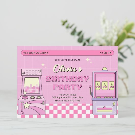 Roze spelhal  kaart (Staand voorkant)