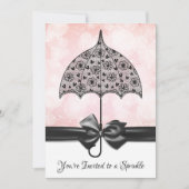 Roze Spetter Baby Shower Zwarte Kant Paraplu Kaart (Voorkant)