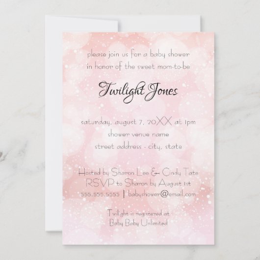 Roze Spetter Baby Shower Zwarte Kant Paraplu Kaart (Achterkant)