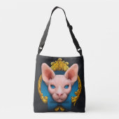 Roze Sphynx-kattenafbeelding Crossbody Tas (Achterkant)
