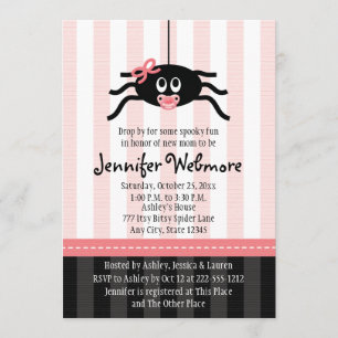 Roze Spider Halloween Baby Shower-uitvindingen Kaart